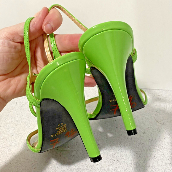 BOSTON DESIGN STUDIO Sandals US 9M Strappy Lime Green Patent Finish High Heels - Picture 6 of 8